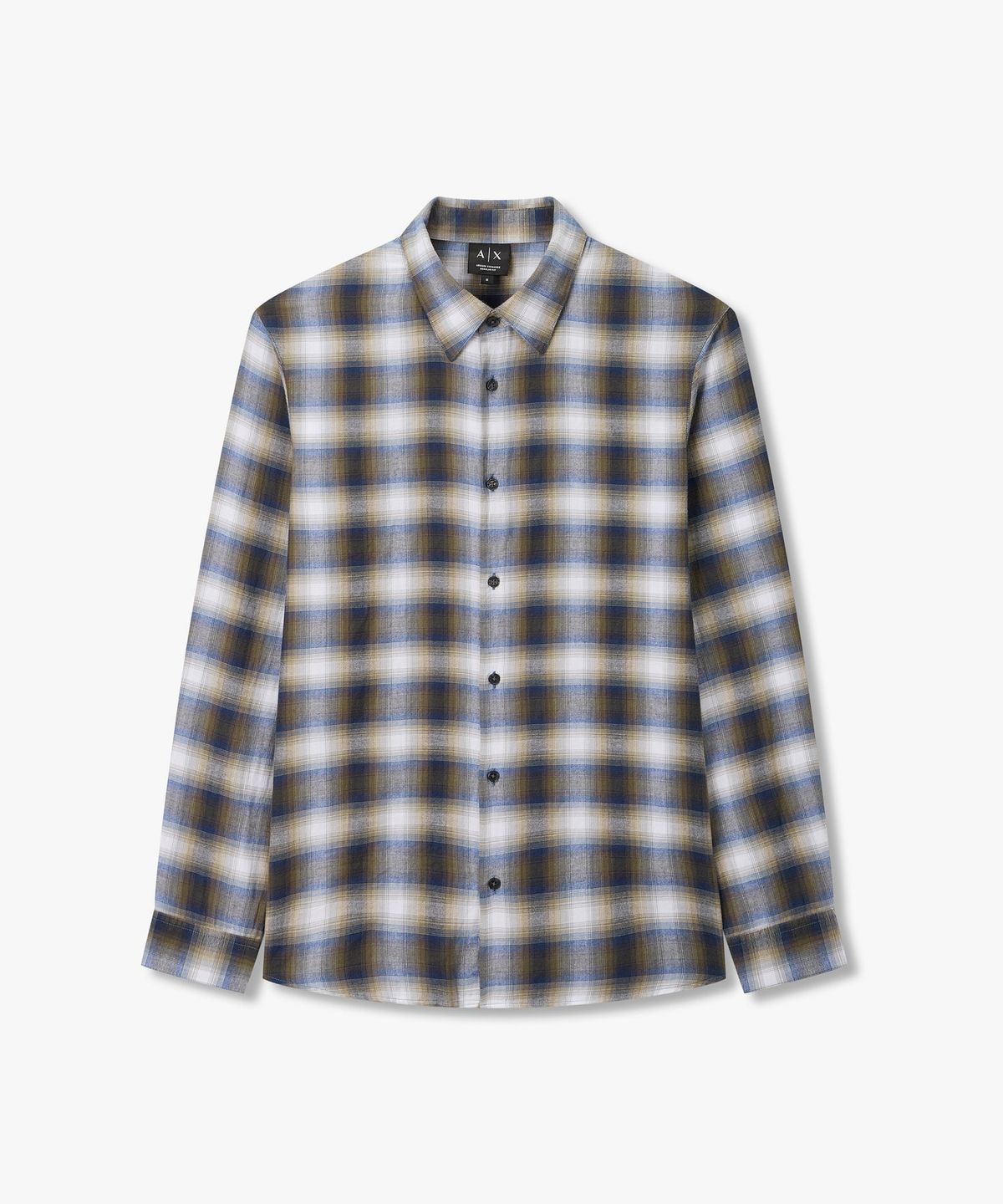 아르마니 익스체인지(ARMANI EXCHANGE) 남성 체크 패턴 플란넬 셔츠 _블루_A416320003
