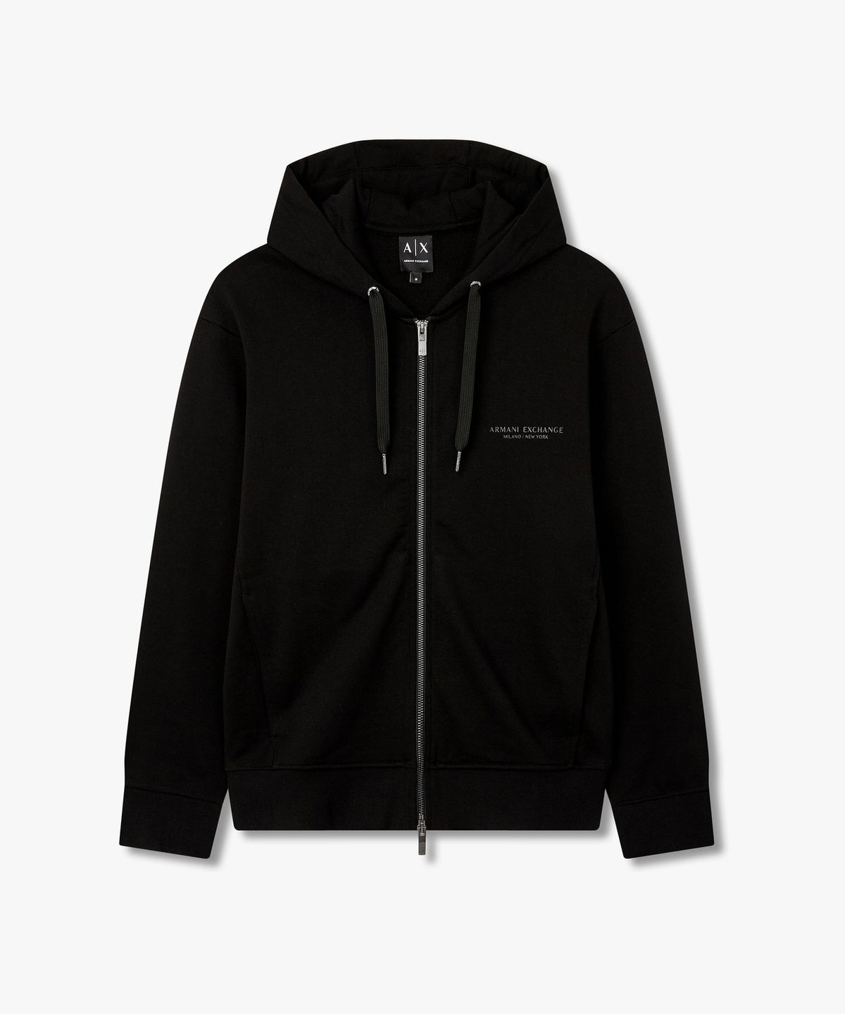 아르마니 익스체인지(ARMANI EXCHANGE) 남성 미니 로고 스트링 후드 집업 _블랙_A416331101