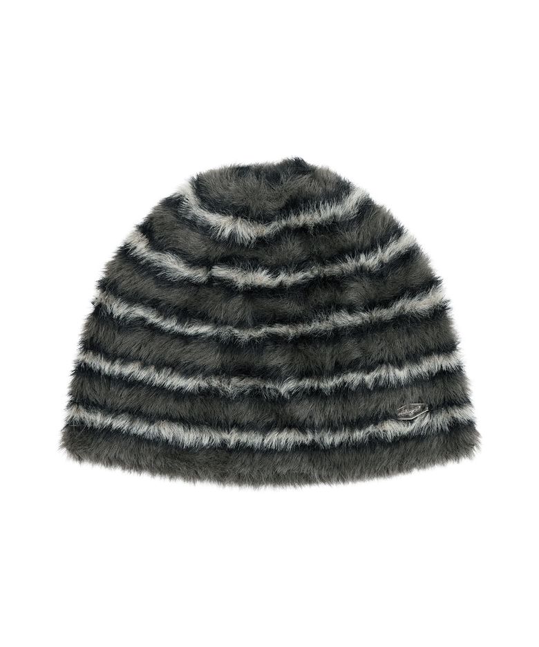 HAIRY STRIPE BEANIE[CHARCOAL]
