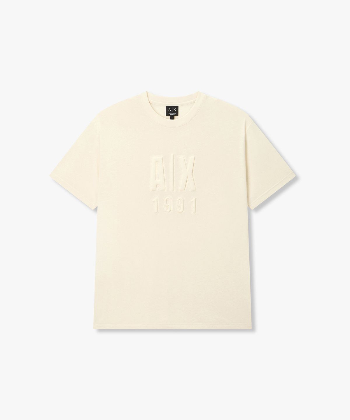 아르마니 익스체인지(ARMANI EXCHANGE) 남성 엠보 로고 숏 슬리브 티셔츠 _라이트 베이지_A416330003