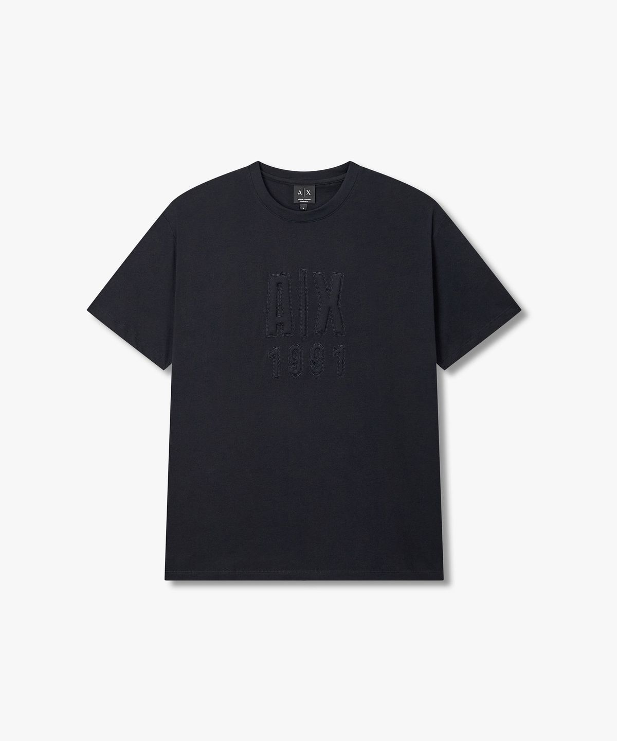 아르마니 익스체인지(ARMANI EXCHANGE) 남성 엠보 로고 숏 슬리브 티셔츠 _다크 네이비_A416330002