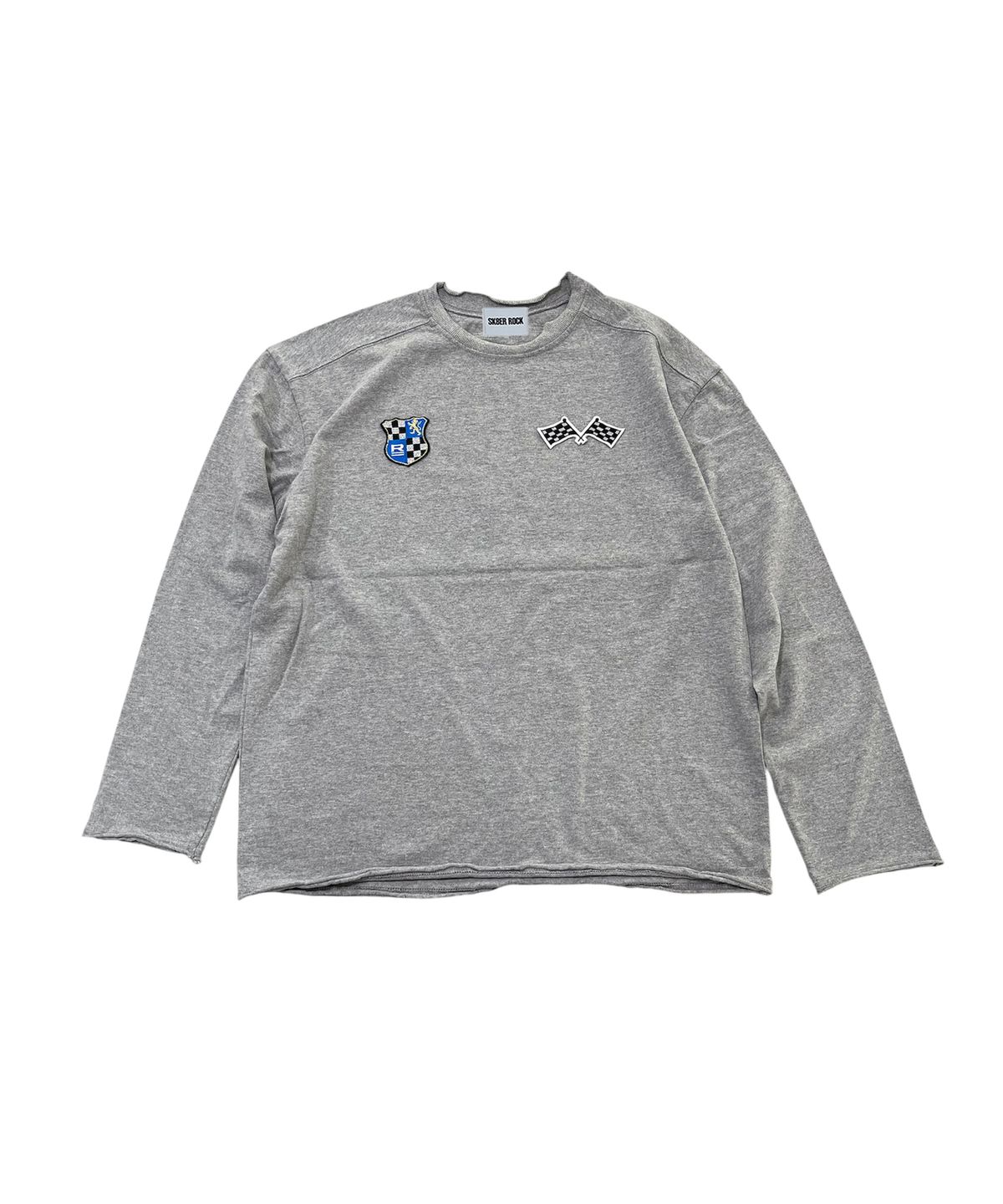 스케이터락(SK8ER ROCK) Race Patch Raw Edge T-Shirt (Melange gray)