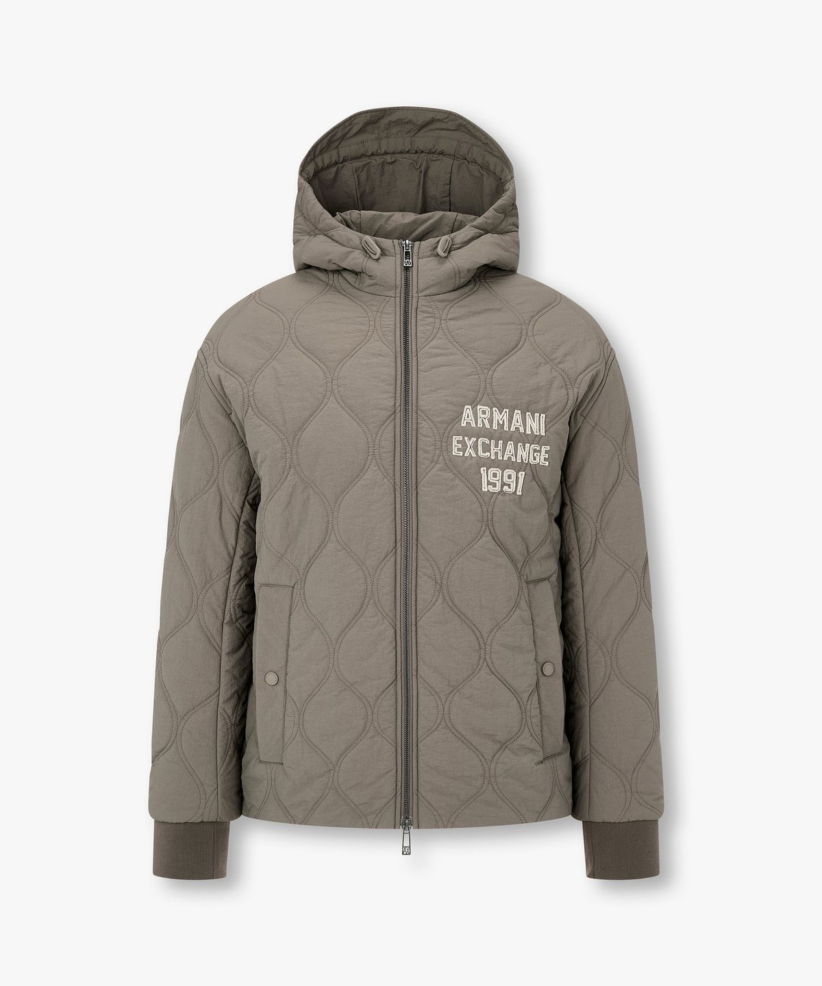 아르마니 익스체인지(ARMANI EXCHANGE) 남성 1991 로고 웨이브 퀼팅 자켓 _웜 그레이_A416310018