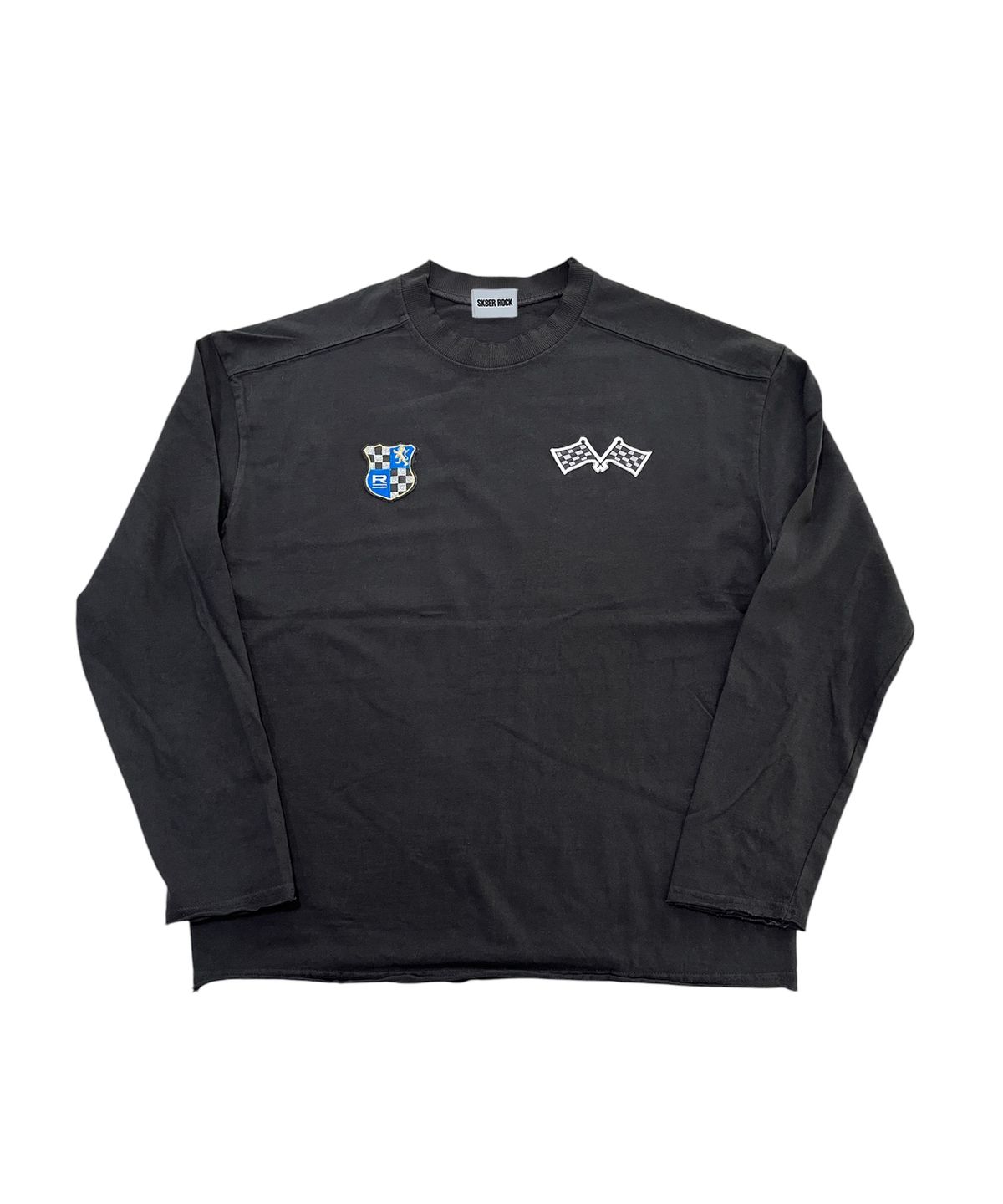 스케이터락(SK8ER ROCK) Race Patch Raw Edge T-Shirt (Black)