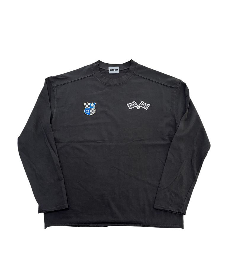 Race Patch Raw Edge T-Shirt (Black)
