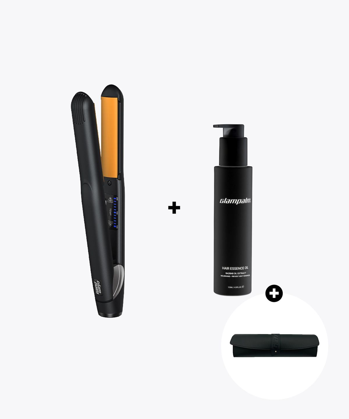 글램팜(GLAMPALM) GP202 글램뮤즈 클래식 볼륨 고데기 + 블랙 헤어오일 123ml + 스냅파우치 세트