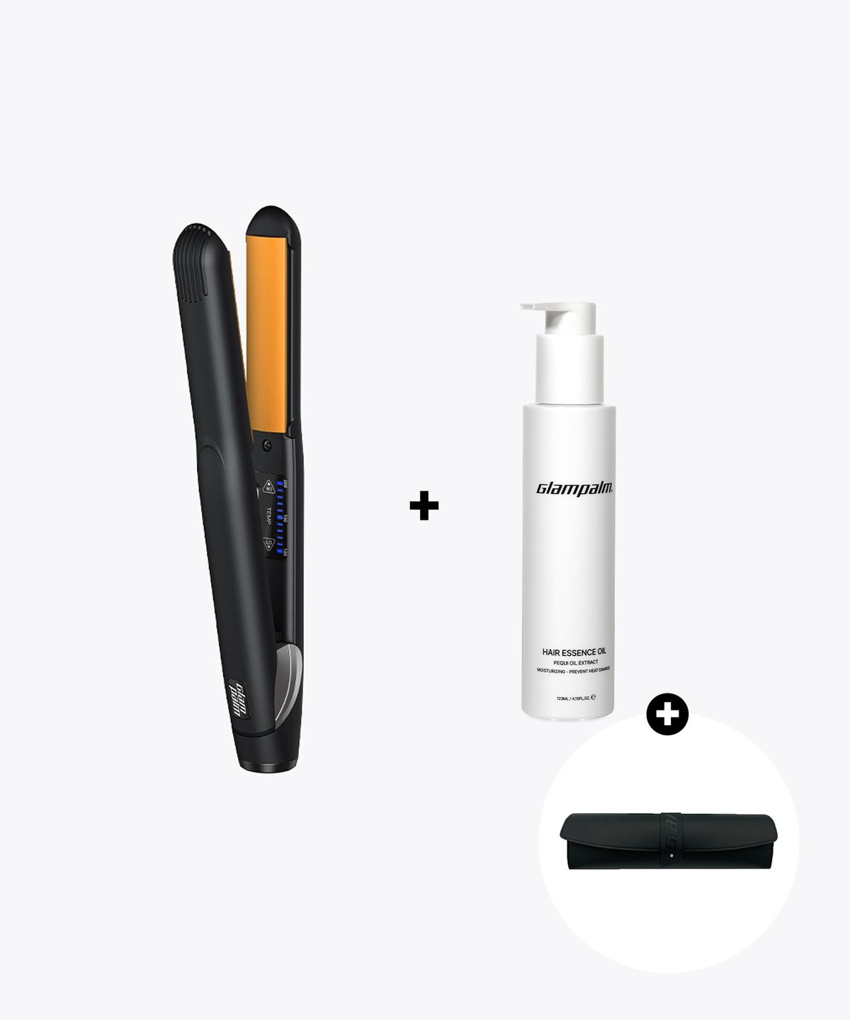 글램팜(GLAMPALM) GP202 글램뮤즈 클래식 볼륨 고데기 + 화이트 헤어오일 123ml + 스냅파우치 세트