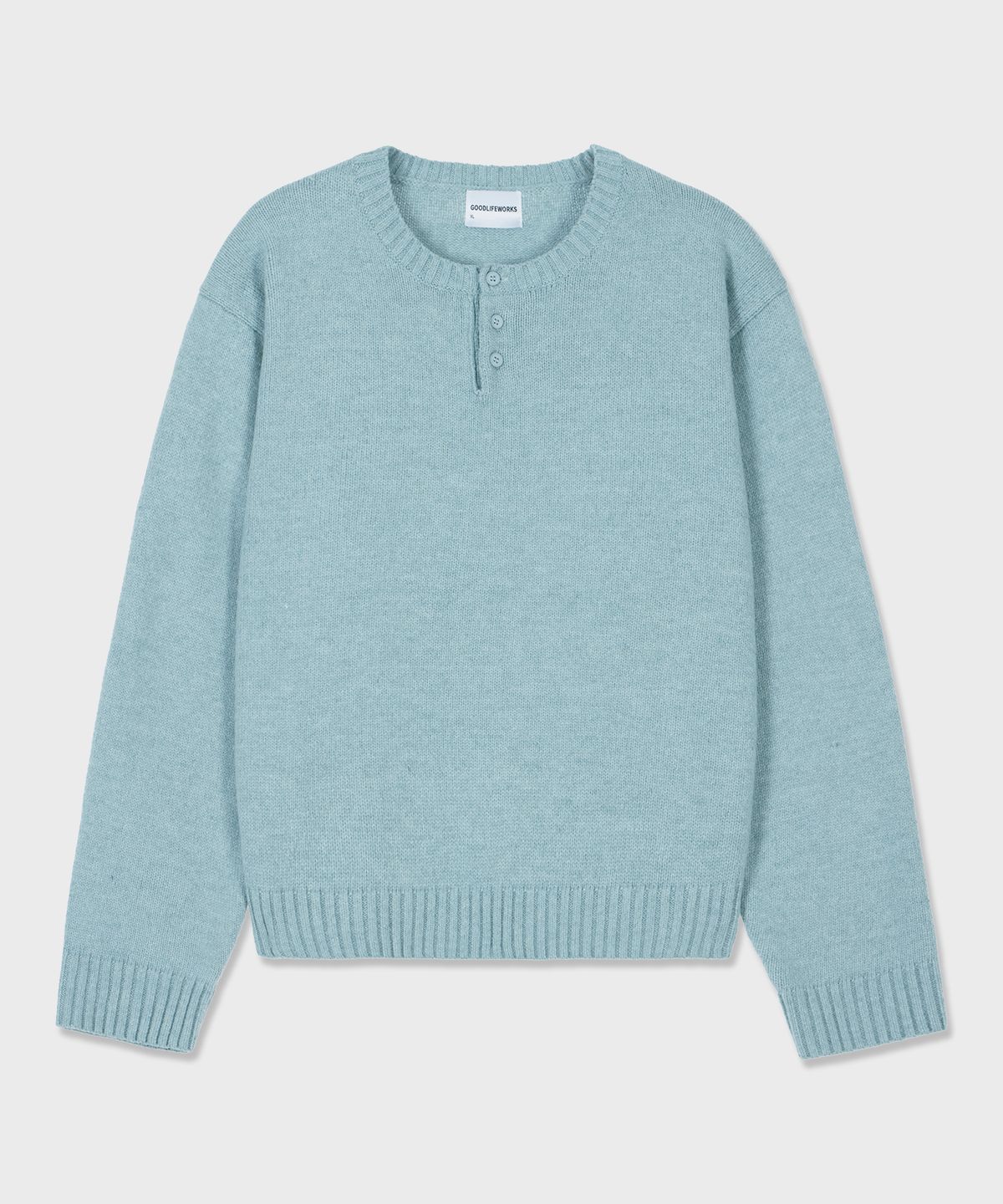 굿라이프웍스(GLW) [unisex] 오버핏 버튼 헨리넥 니트 민트