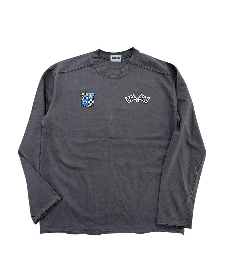Race Patch Raw Edge T-Shirt (Dark gray)