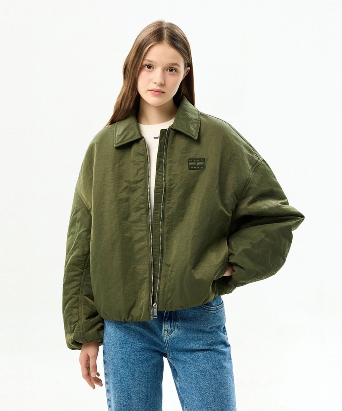 타미진스(TOMMY JEANS) 퍼 카라 유틸리티 봄버 재킷 (T32G7WJC42TWT1GY1)