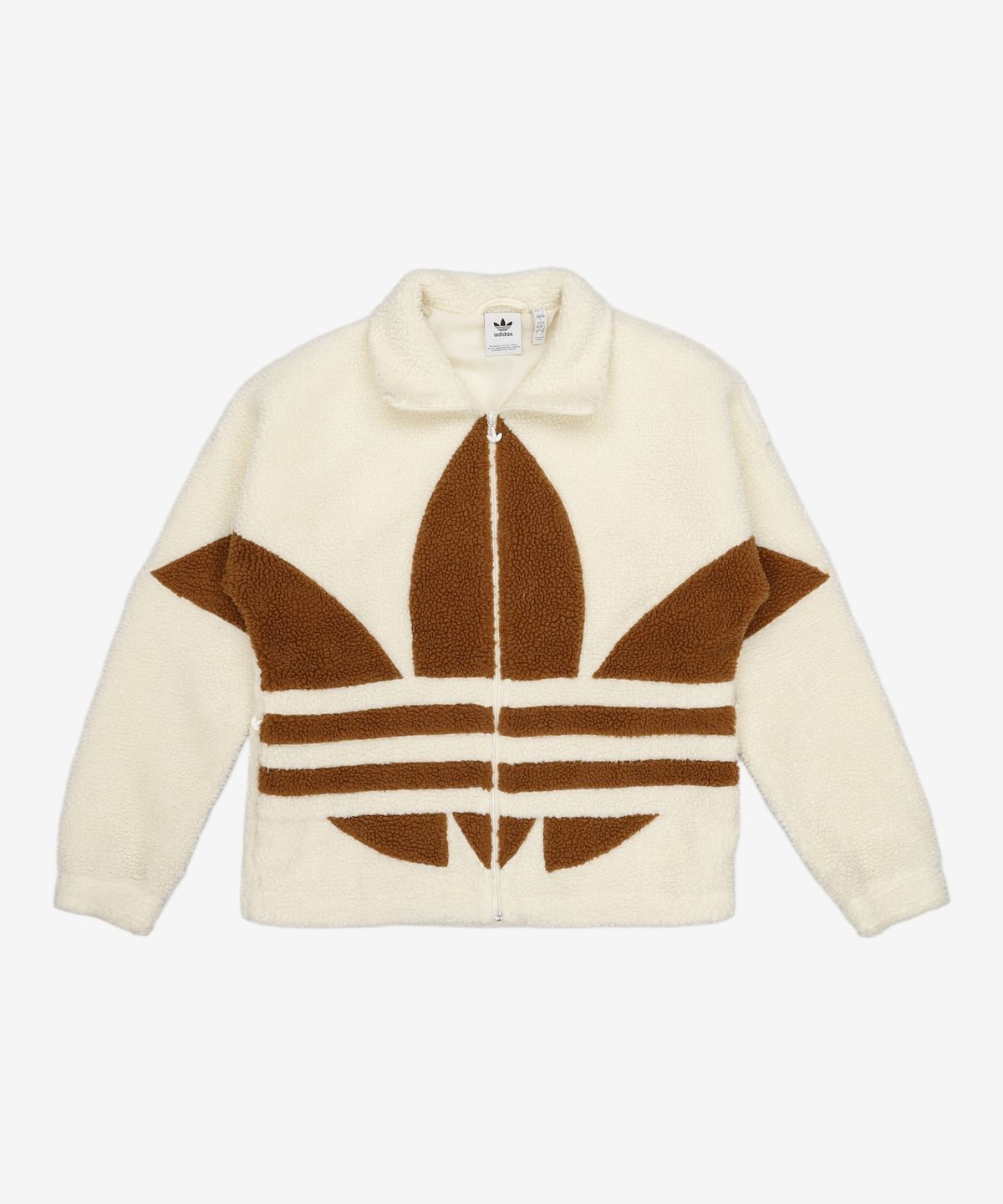 아디다스(ADIDAS) 빅 트레포일 쉐르파 재킷 - 화이트:브라운 / HR3181 S