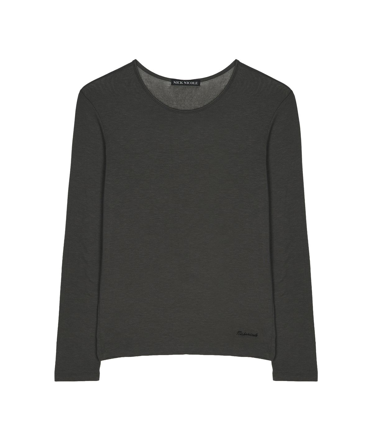 닉앤니콜(NICK&NICOLE) SHEER ROUND LONG SLEEVE TOP_CHARCOAL