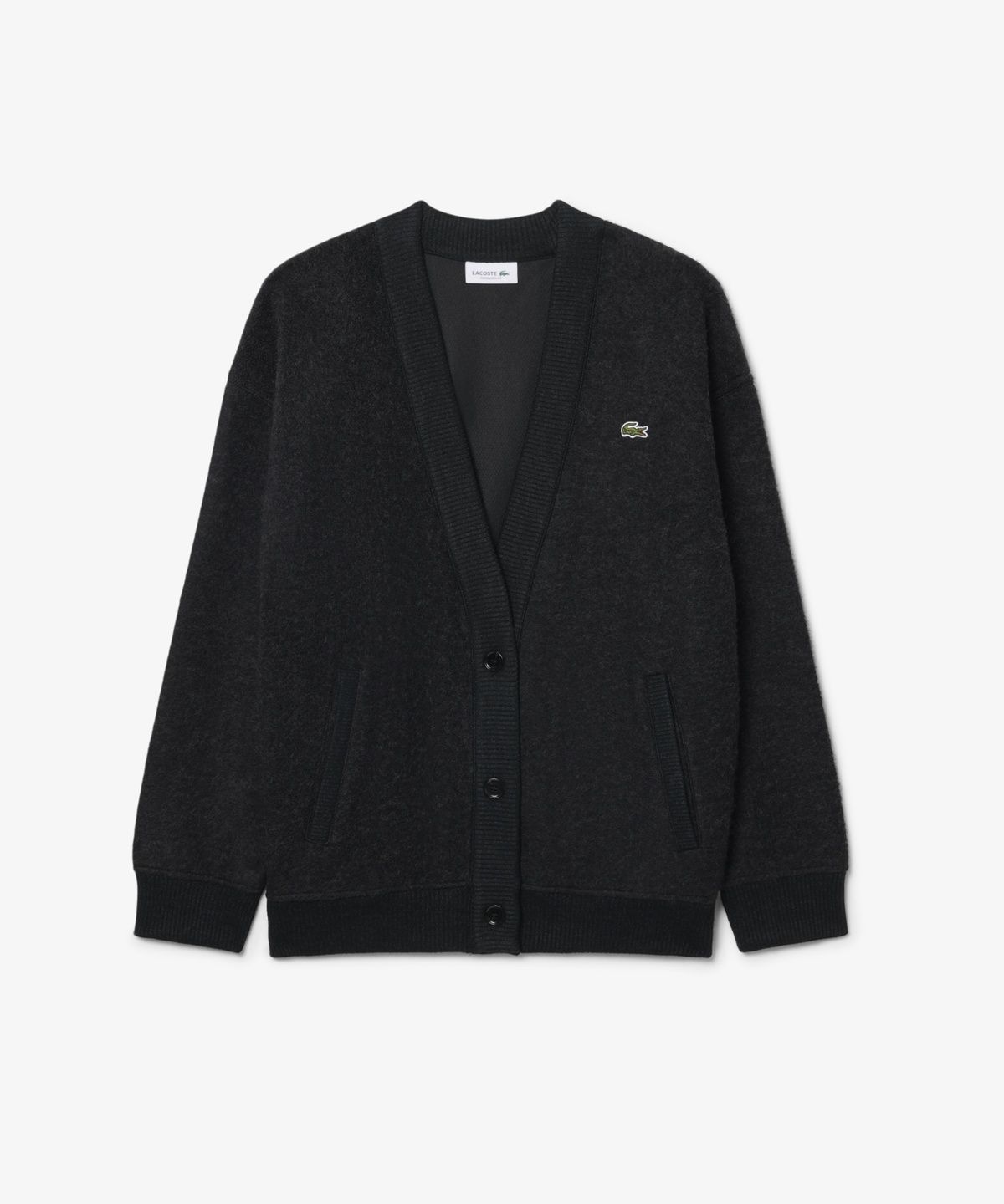 라코스테(LACOSTE) 여성 브이넥 이중지 스웻 가디건 SF8635-56N EL6