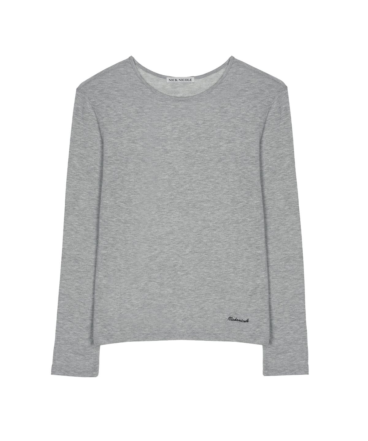 닉앤니콜(NICK&NICOLE) SHEER ROUND LONG SLEEVE TOP_GRAY