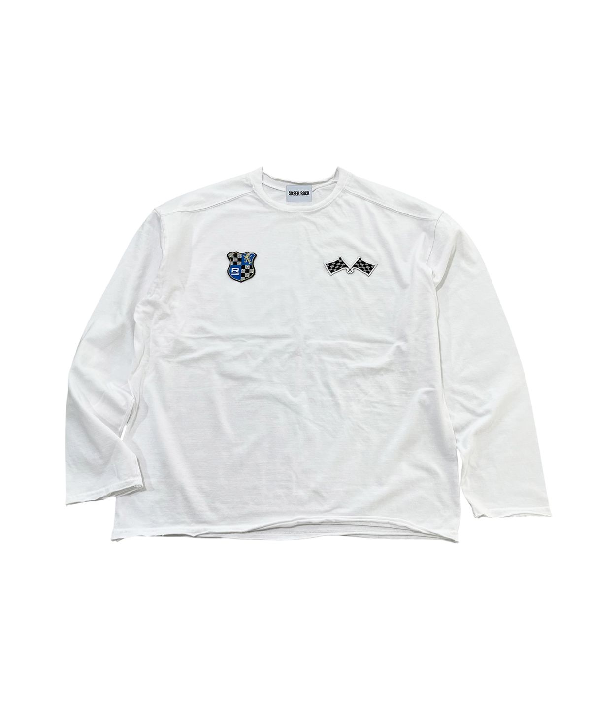 스케이터락(SK8ER ROCK) Race Patch Raw Edge T-Shirt (White)