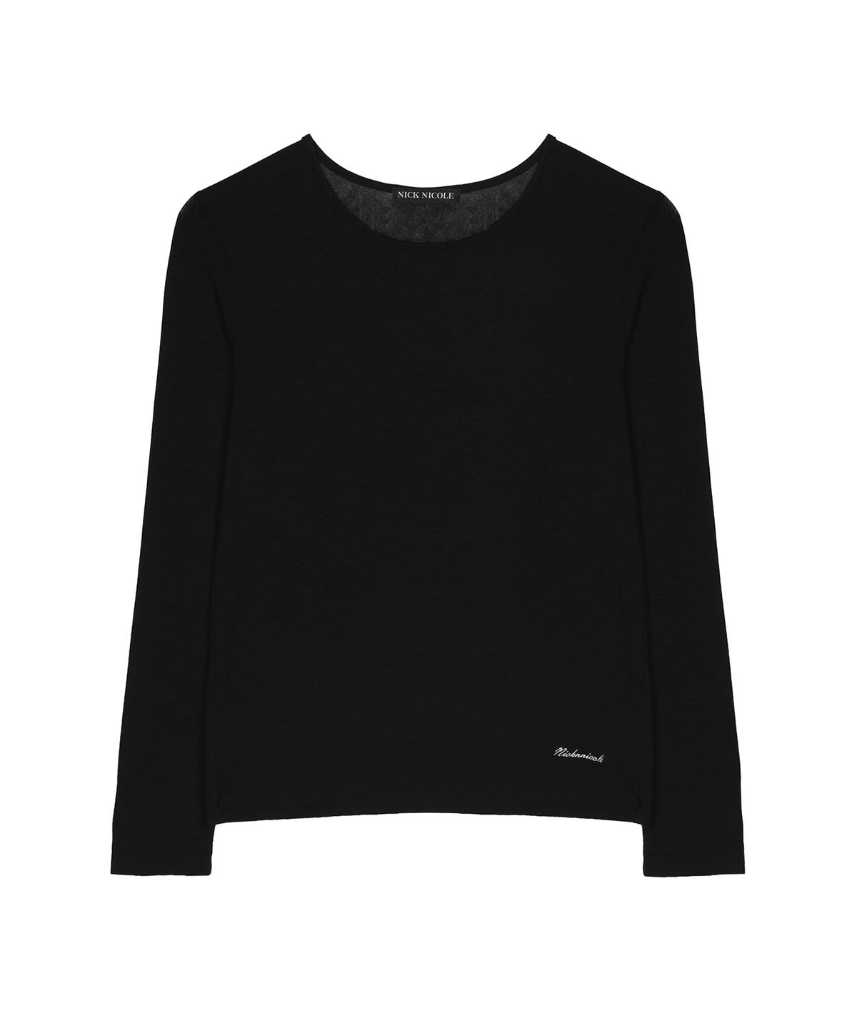 닉앤니콜(NICK&NICOLE) SHEER ROUND LONG SLEEVE TOP_BLACK