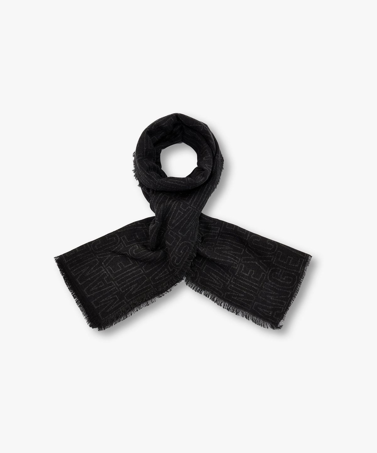 아르마니 익스체인지(ARMANI EXCHANGE) 남성 올오버 로고 자카드 스카프 _블랙_A416376002