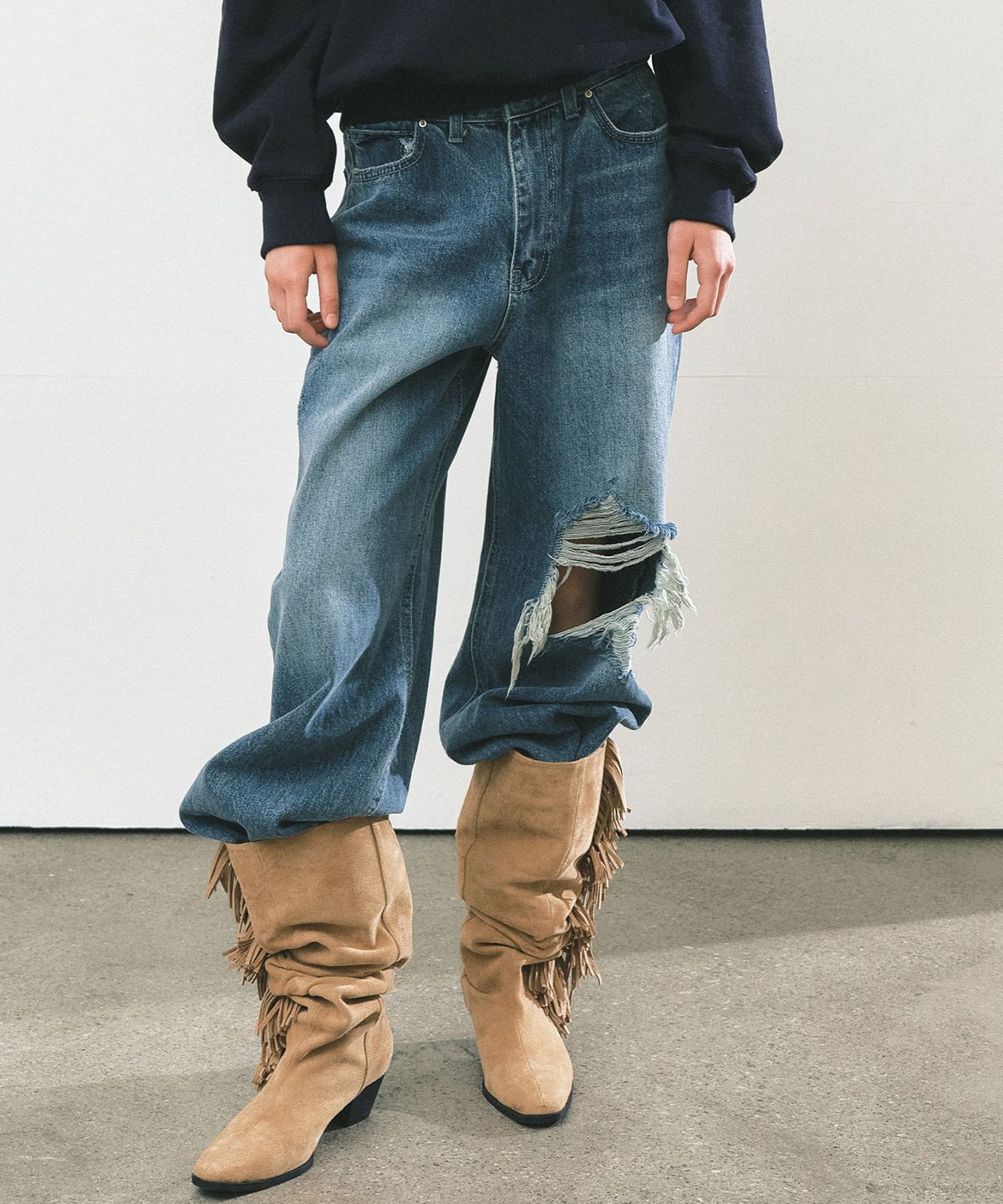 닉앤니콜(NICK&NICOLE) VINTAGE WASHED WIDE DENIM PANTS_BLUE