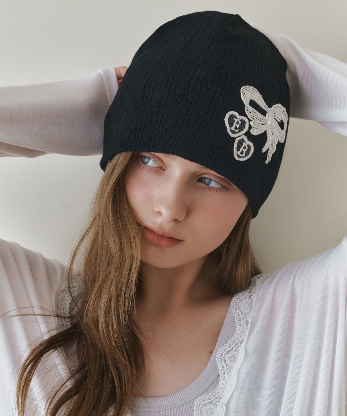 앵브록스(ENGBROX) amour lace ribbon beanie