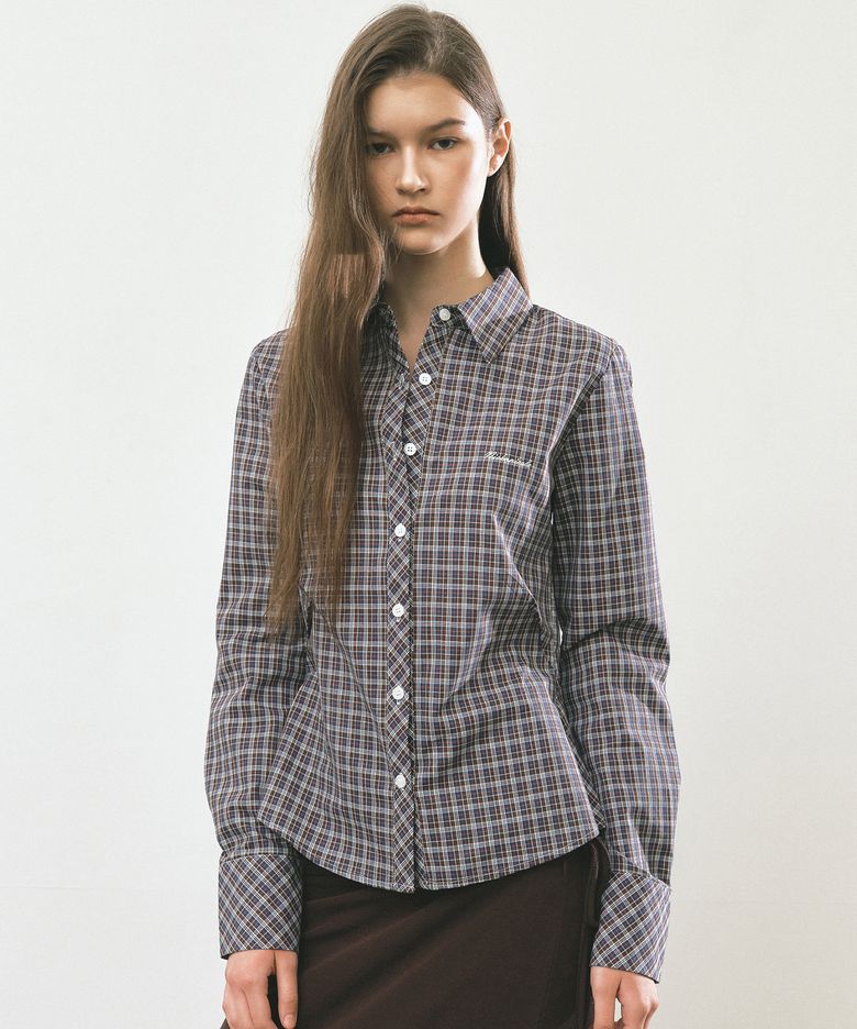 CHECK SLIM FIT SHIRT_BROWN
