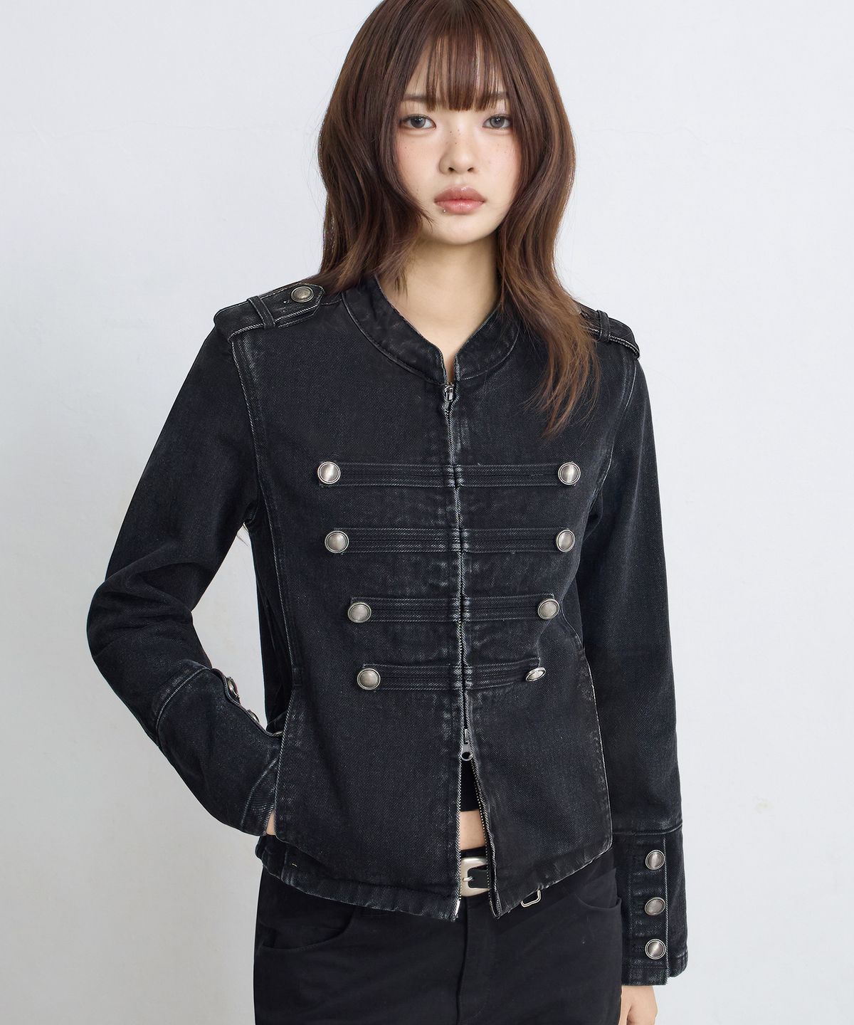유젠(EUGGEN) 워시드 데님 나폴레옹 자켓_블랙