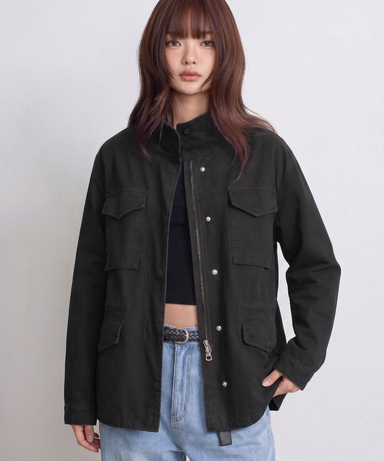 M-65 오버핏 필드 자켓_블랙