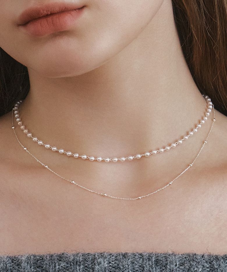 amour pearl layered necklace set