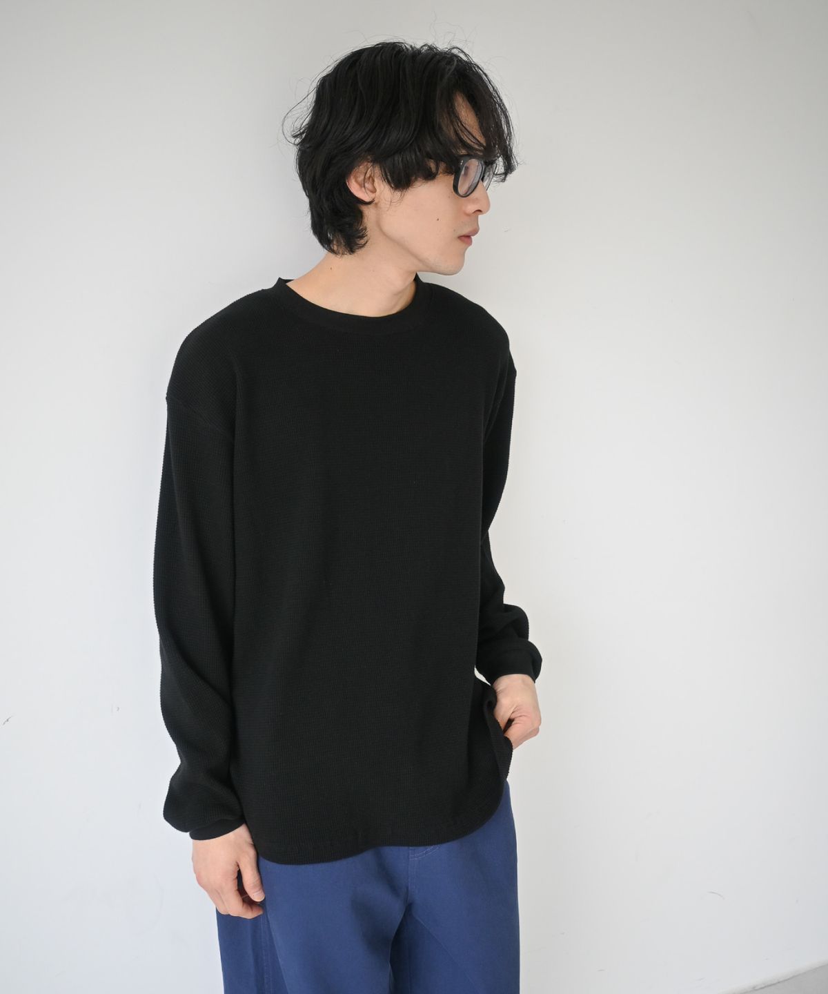 하프시코드(HARPSICHORD) Waffle Long Sleeve black