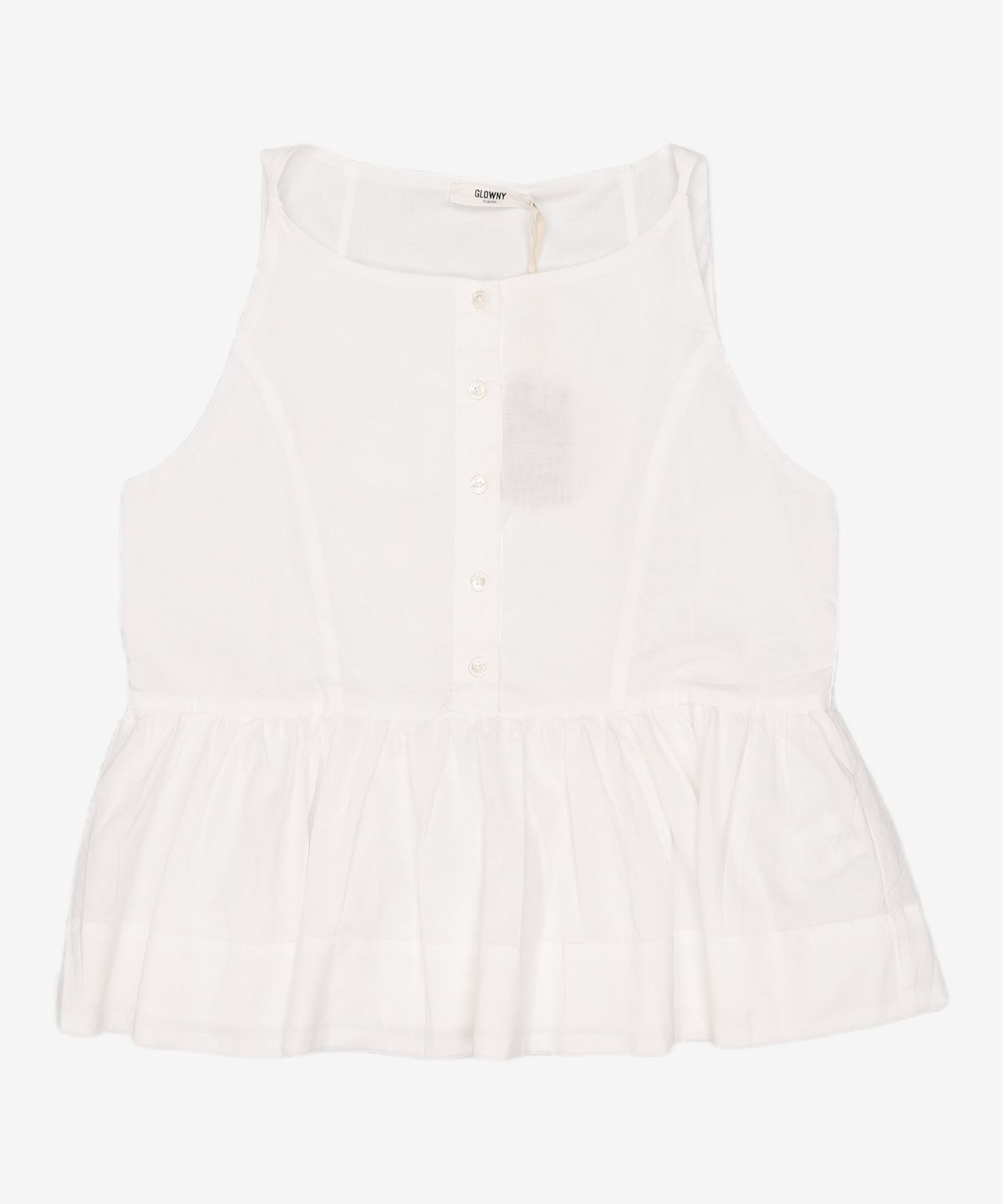 글로니(GLOWNY) G RUFFLED BUTTON BLOUSE (IVORY) L