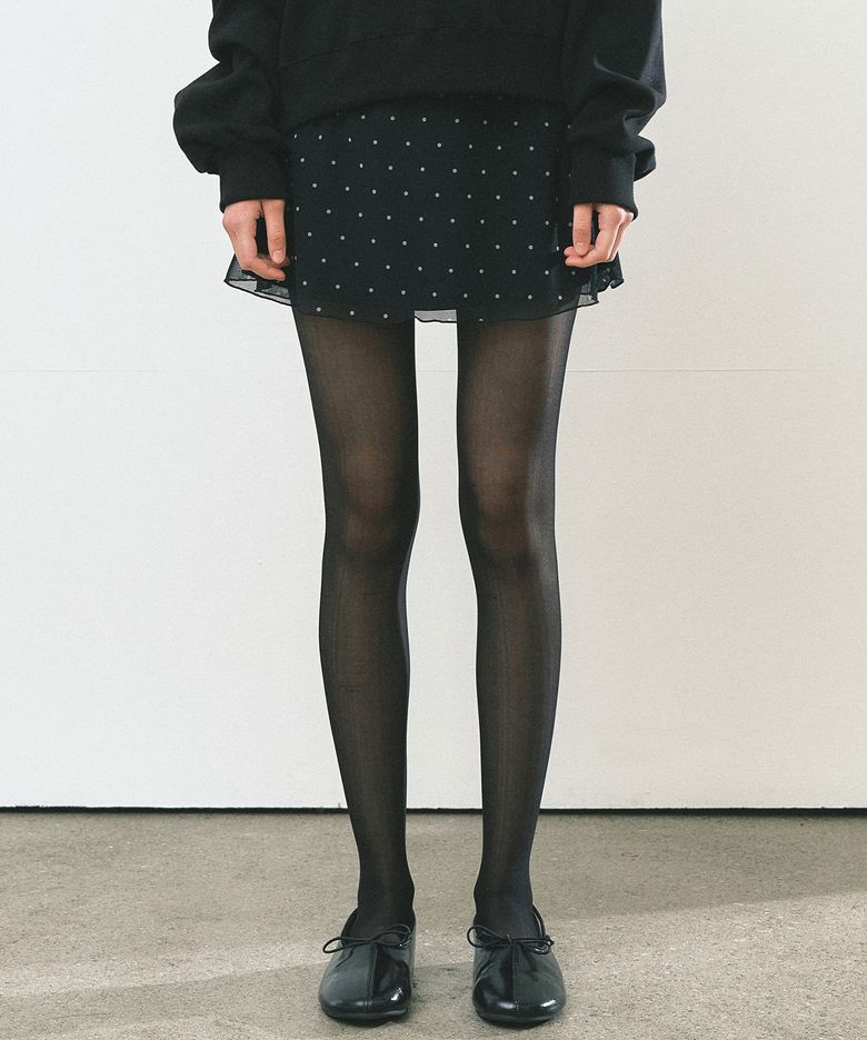 DOT MESH MINI SKIRT_BLACK