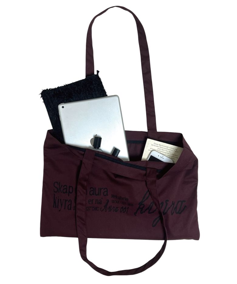 Cotton Lettering Tote Bag [Burgundy]
