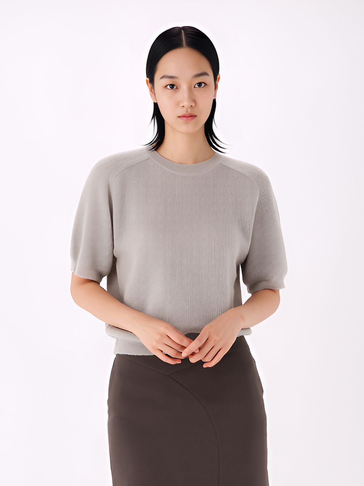 아쿠드(ACUD) Light Wool Half Sleeve Knit _L.Grey