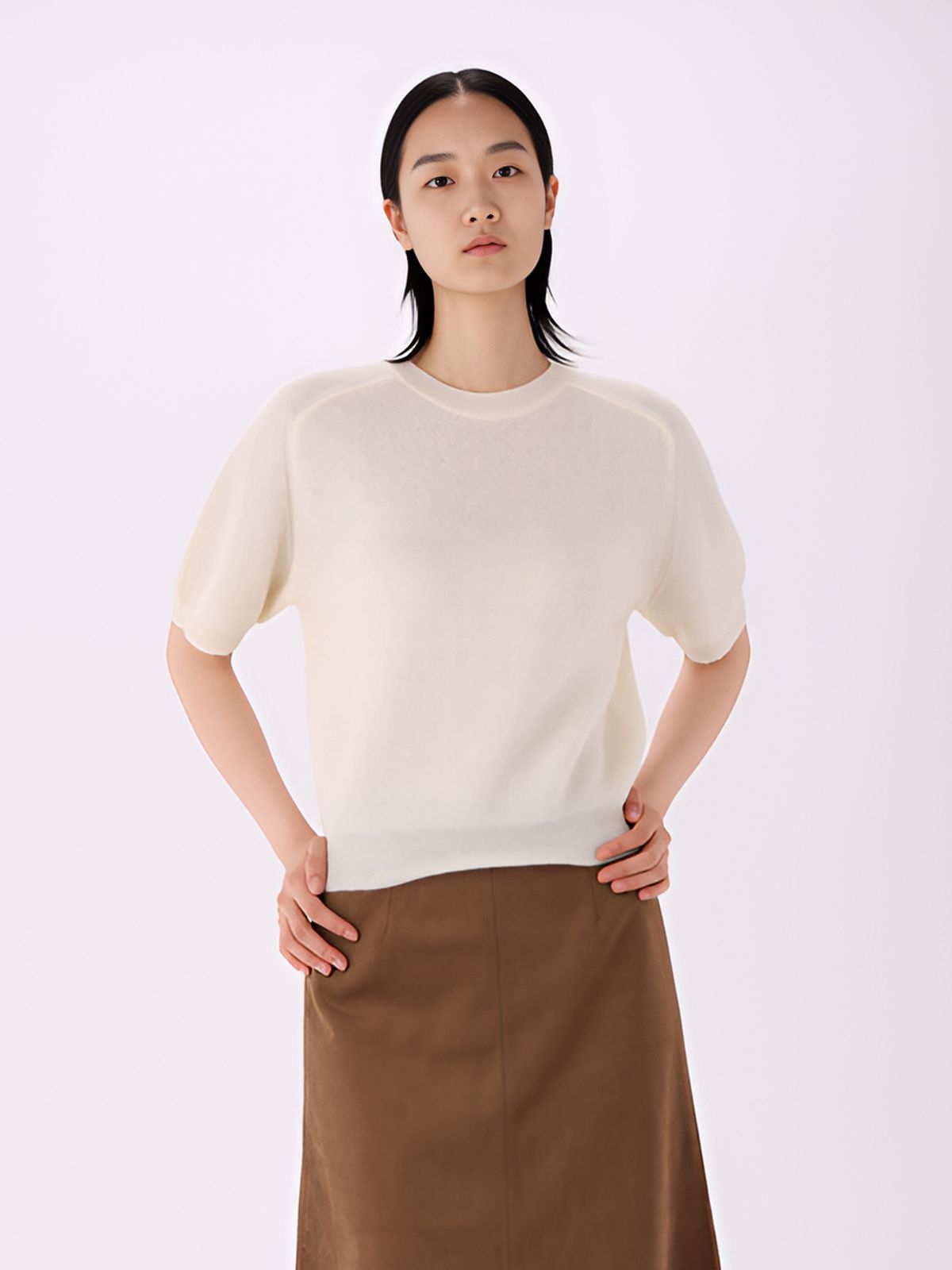 아쿠드(ACUD) Light Wool Half Sleeve Knit _Ivory