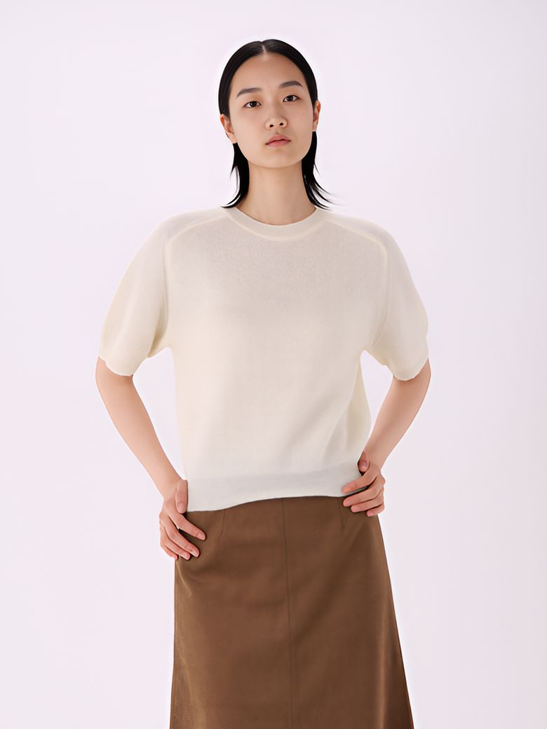 Light Wool Half Sleeve Knit _Ivory