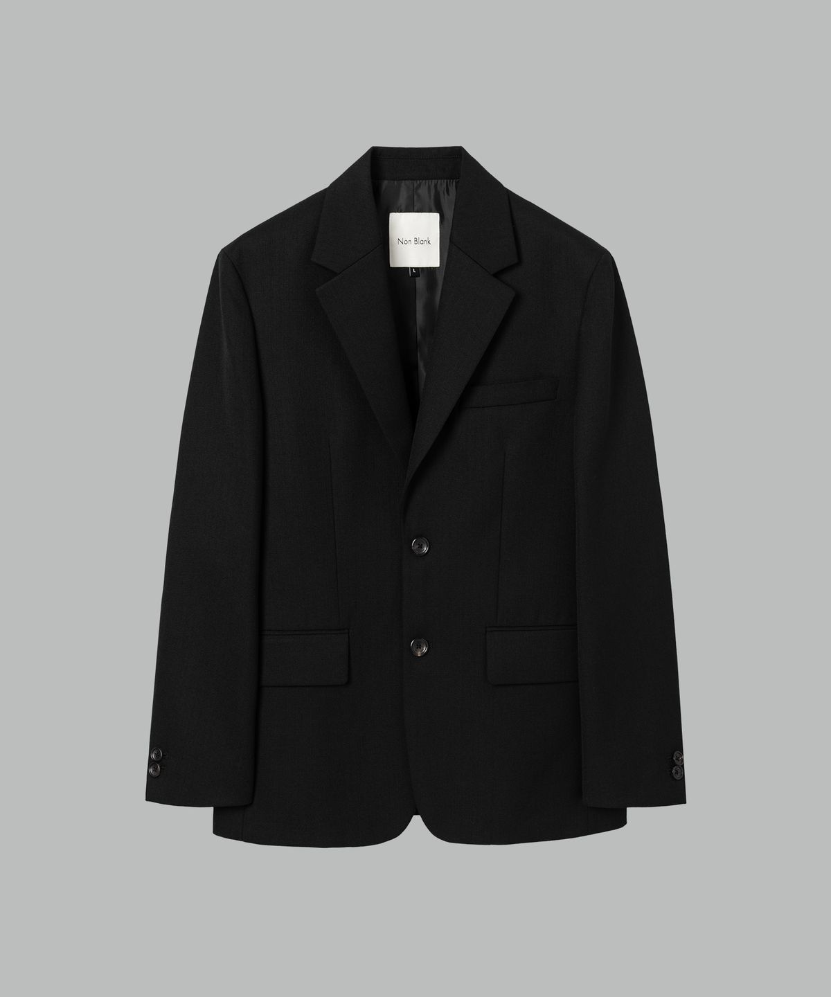 넌블랭크(NONBLANK) 울 블렌드 캔버스 루즈핏 자켓_BLACK