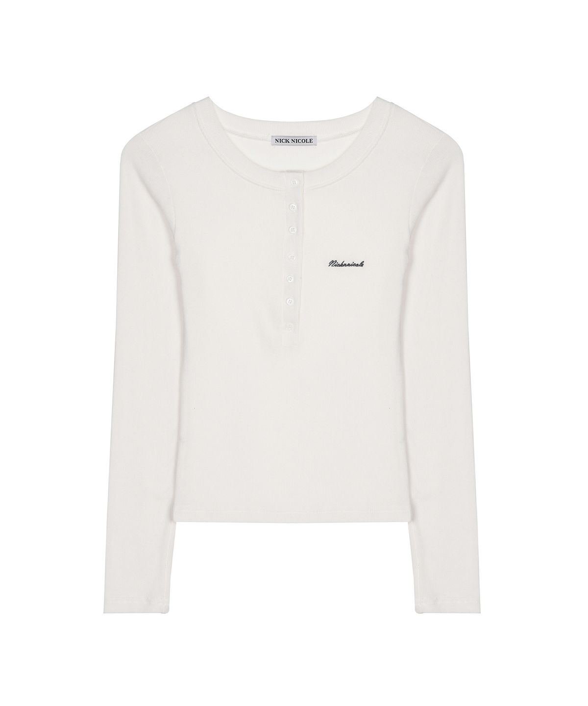 닉앤니콜(NICK&NICOLE) BUTTON HENLEY LONG SLEEVE TOP_IVORY