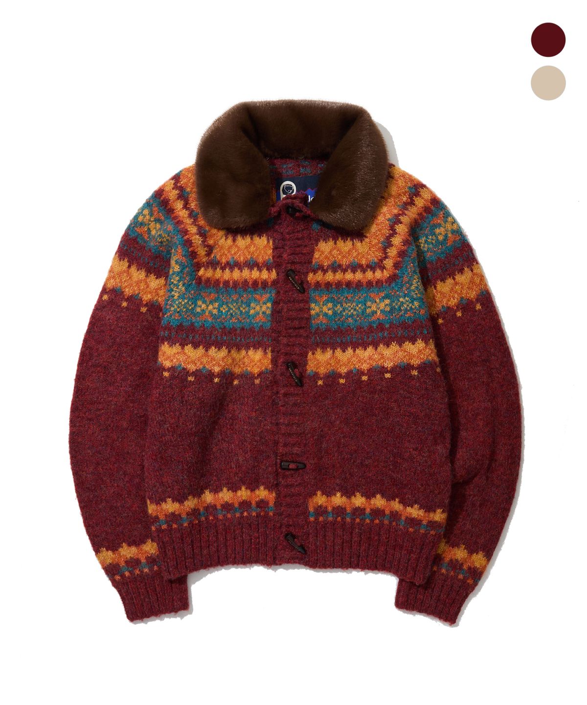 펜필드(PENFIELD) [PF]노르딕 퍼 카라 토글 니트 가디건_FS3NJ11U