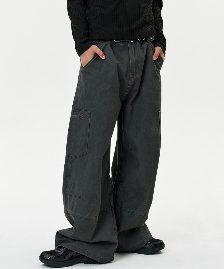 Side Zip Pocket Curved Pants - chacol