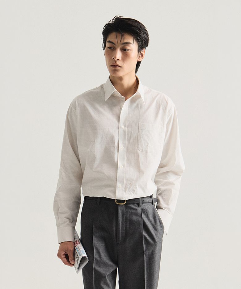 스트레치 스트라이프 셔츠 (화이트)