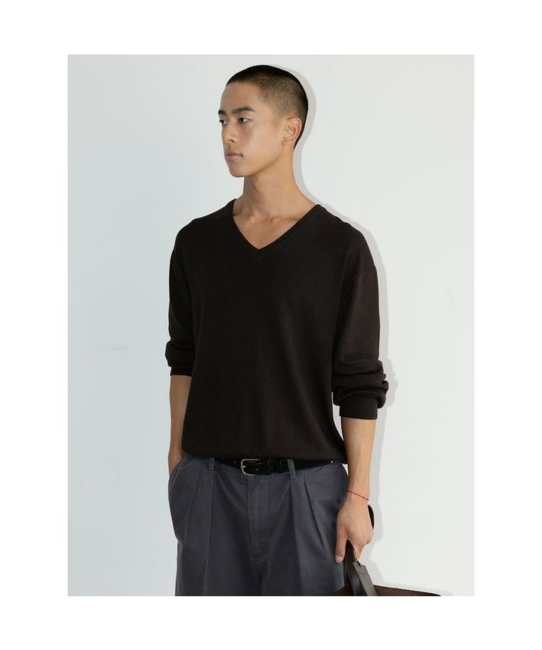[Unisex] Cash V Neck Knit Top  Brown (TA6751U01D)