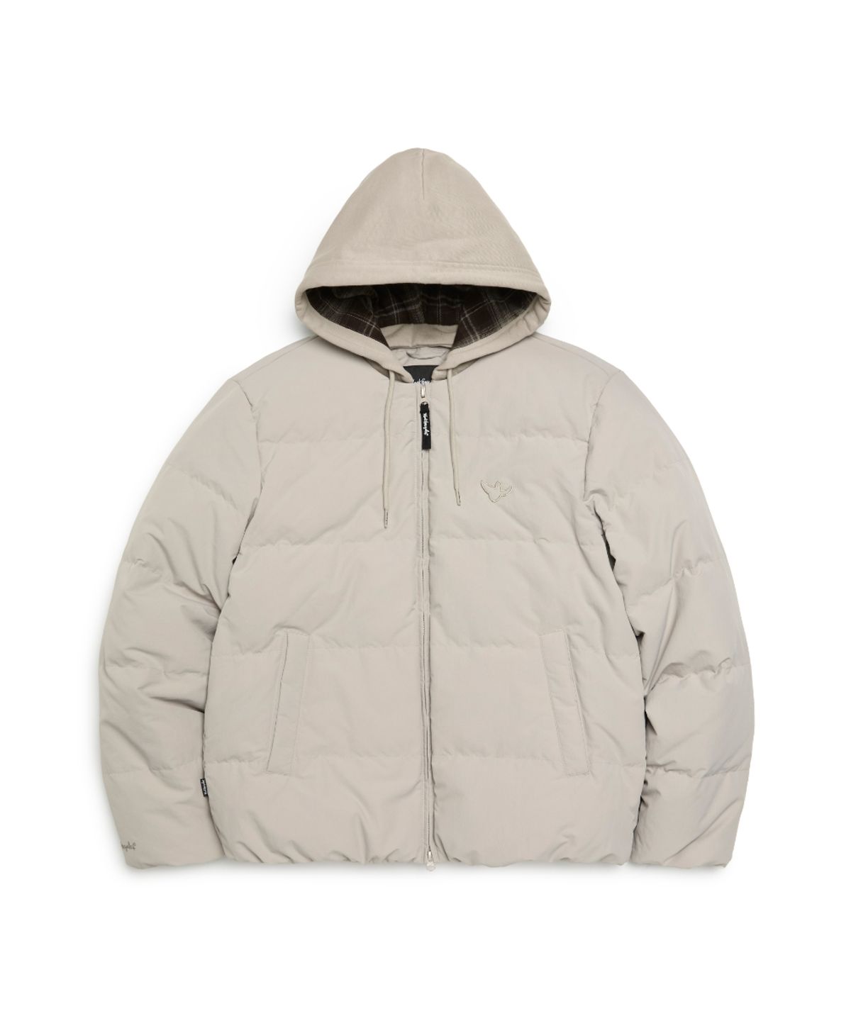 마크곤잘레스(MARK GONZALES) 후드 탈부착 올리 경량 다운 자켓 - KHAKI GREY
