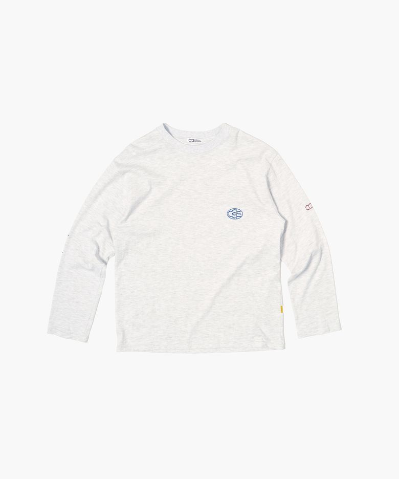 LIGHT GREY NEAT SCRIPT L/S T-SHIRT