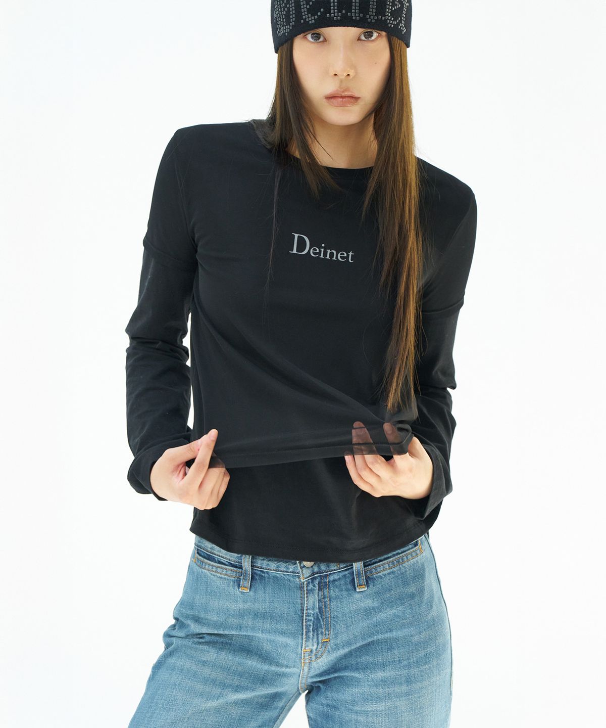 다이닛(DEINET) SEE-THROUGH LAYERED LONG SLEEVE IN BLACK
