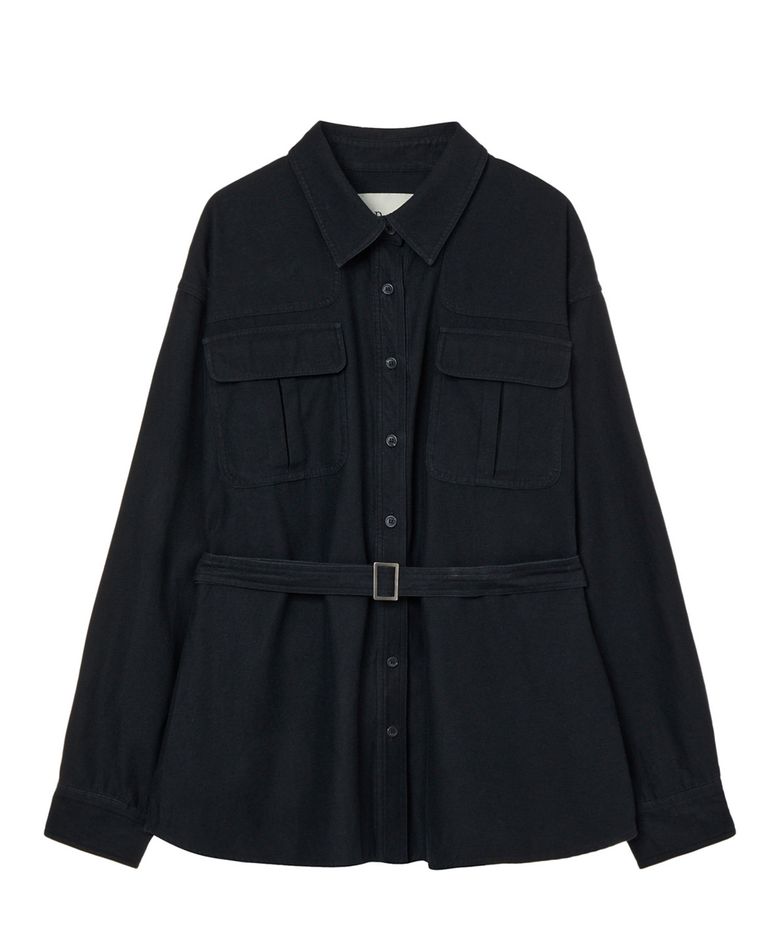 FRAYED COTTON SHIRT IN BLACK