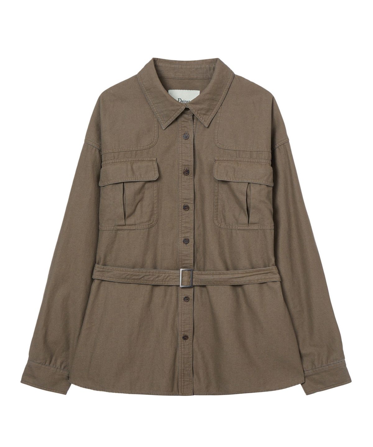 다이닛(DEINET) FRAYED COTTON SHIRT IN BROWN
