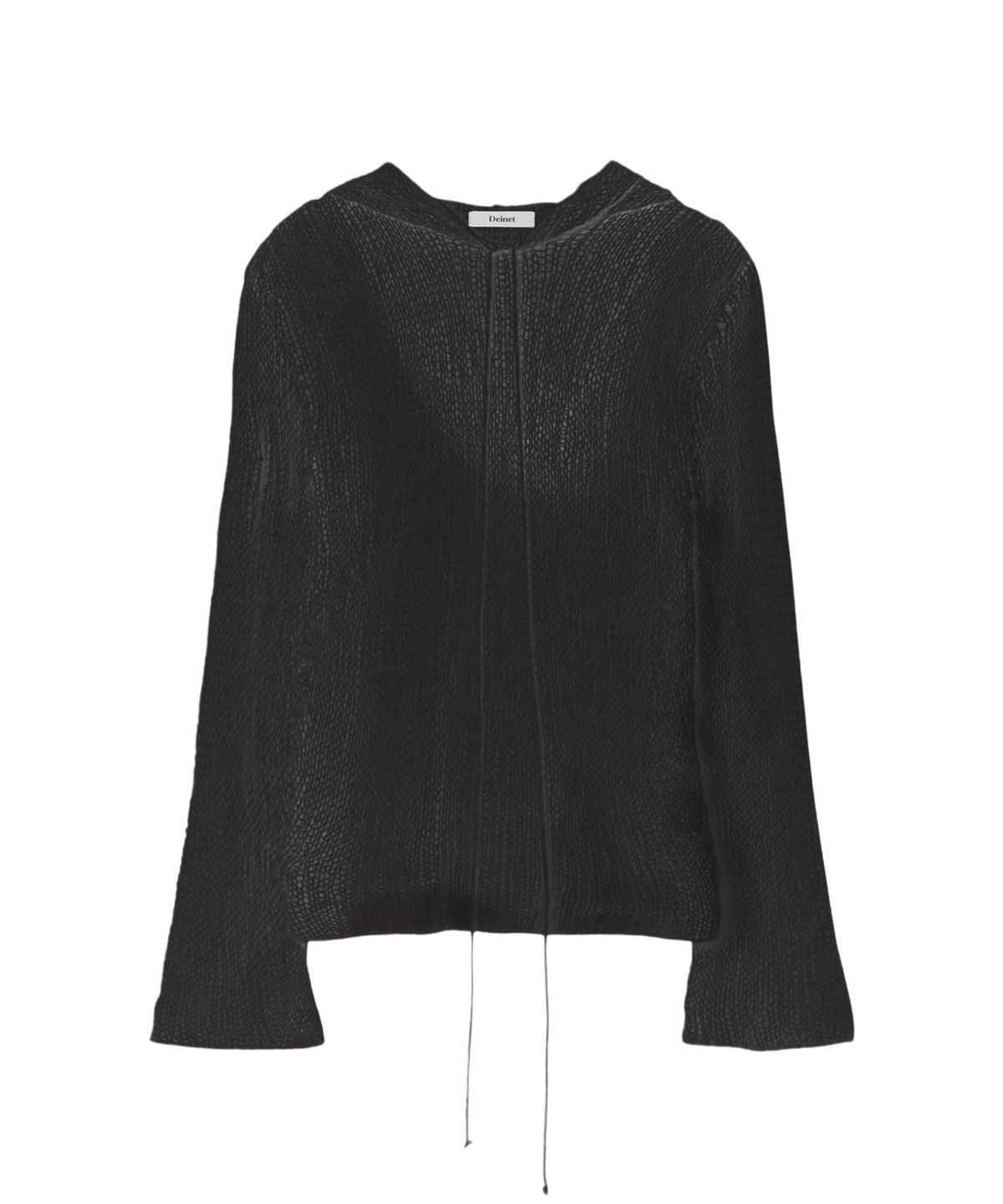 다이닛(DEINET) LOOSE MESH KNIT HOODIE IN BLACK
