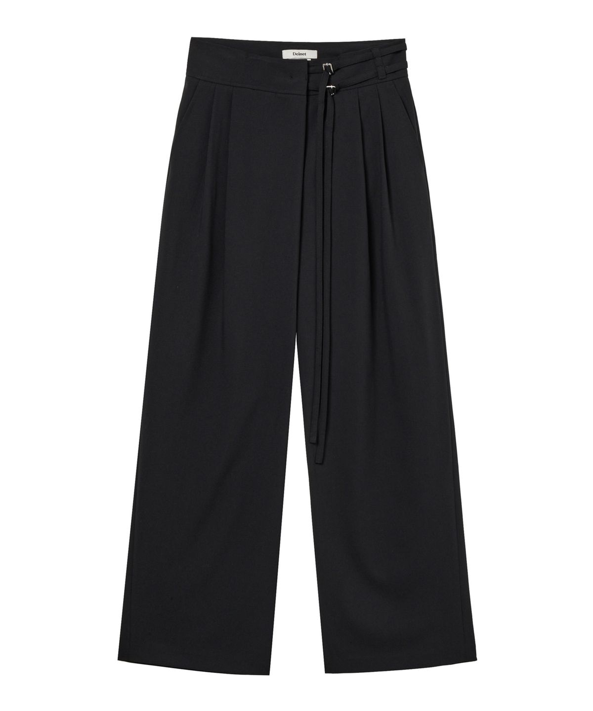 다이닛(DEINET) BELTED WRAP TROUSERS IN BLACK