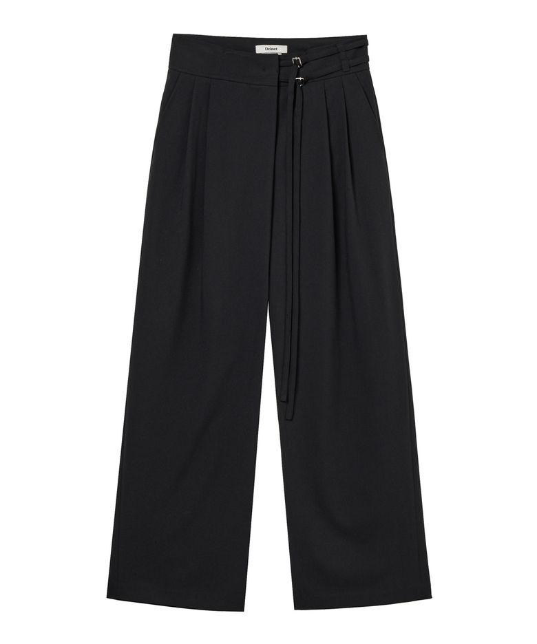 BELTED WRAP TROUSERS IN BLACK