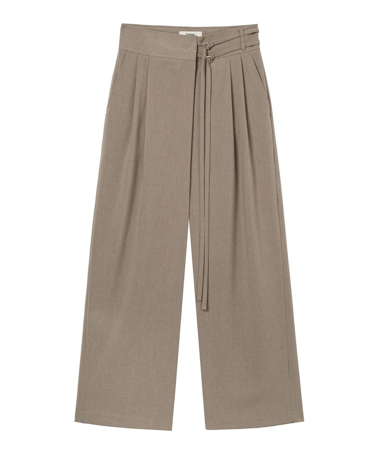 BELTED WRAP TROUSERS IN BEIGE