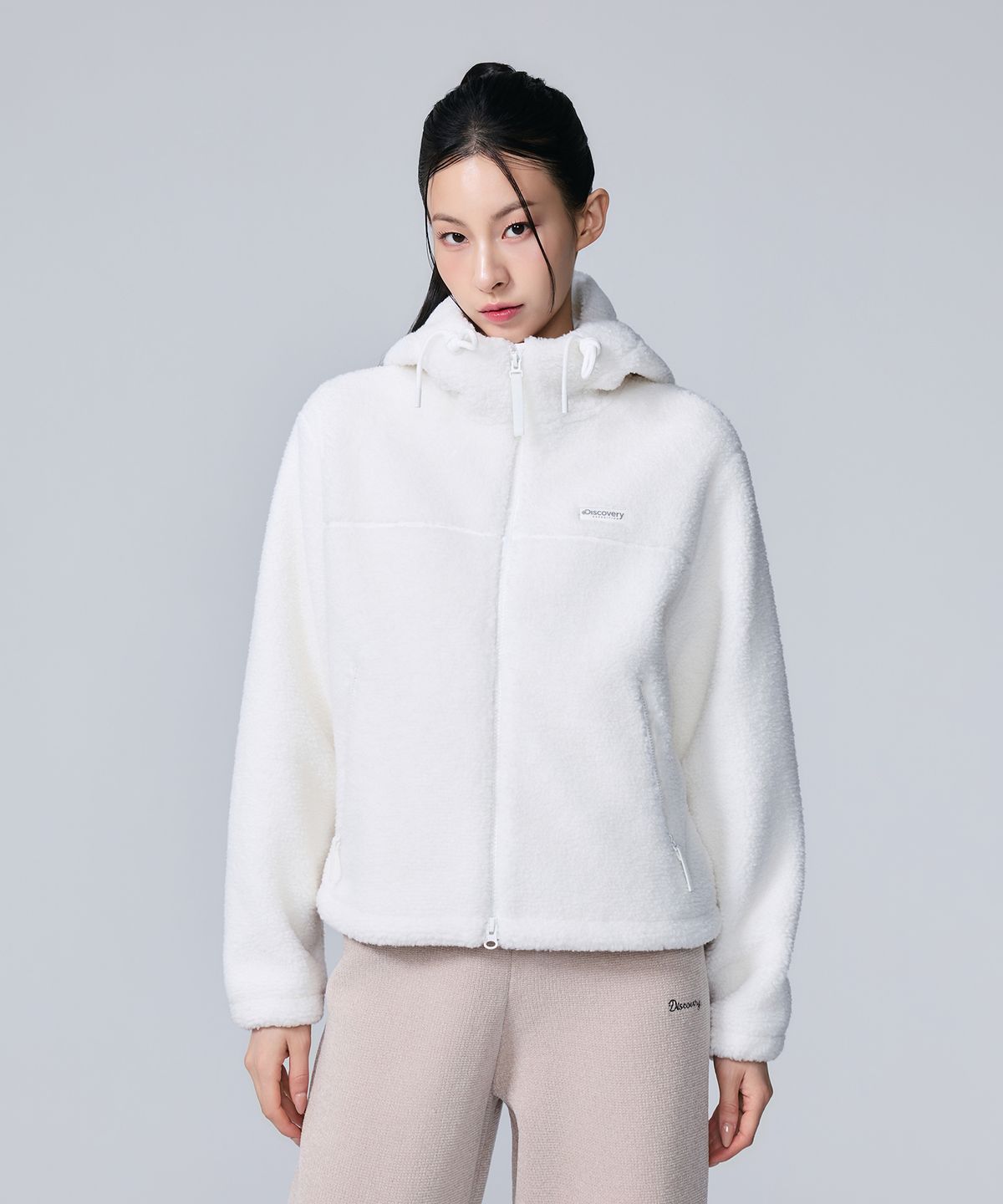디스커버리 익스페디션(DISCOVERY EXPEDITION) 여성 테크플리스 후드 자켓 (CREAM)